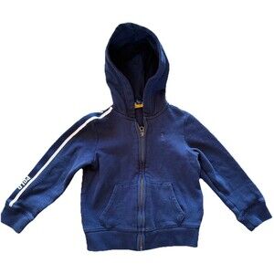 Kids Girls Ralph Lauren Polo Navy Pony Striped Fleece Full Zip Hoodie Size 4T